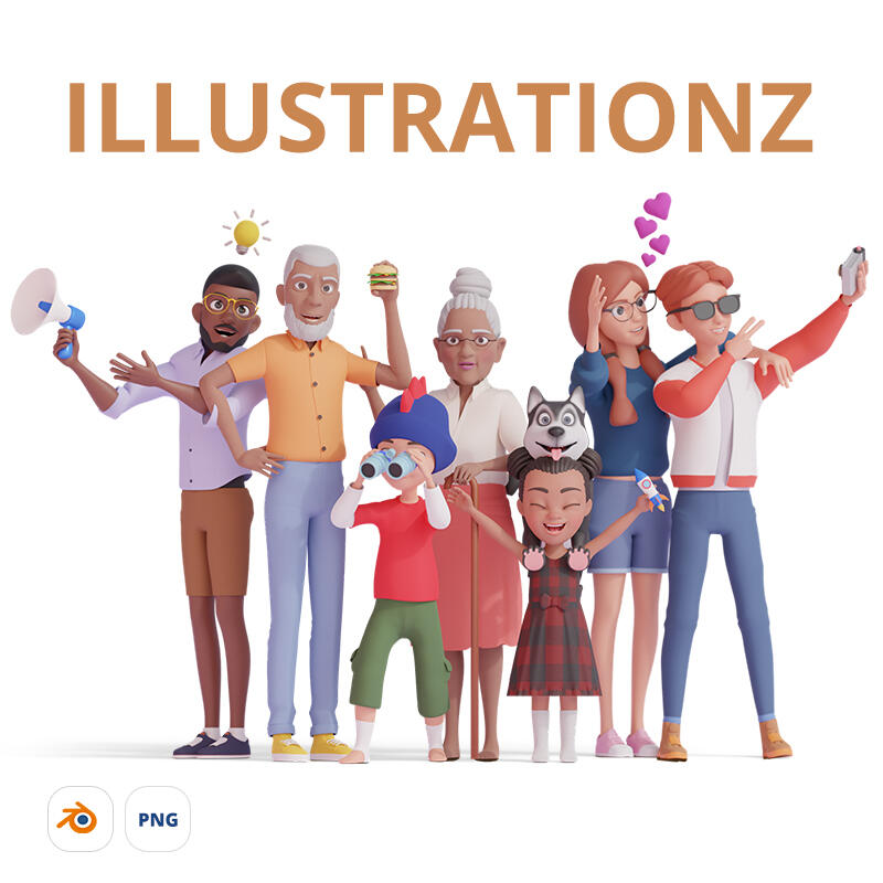 ILLUSTRATIONZ - Massive diverse 3D library of 3D illustrations